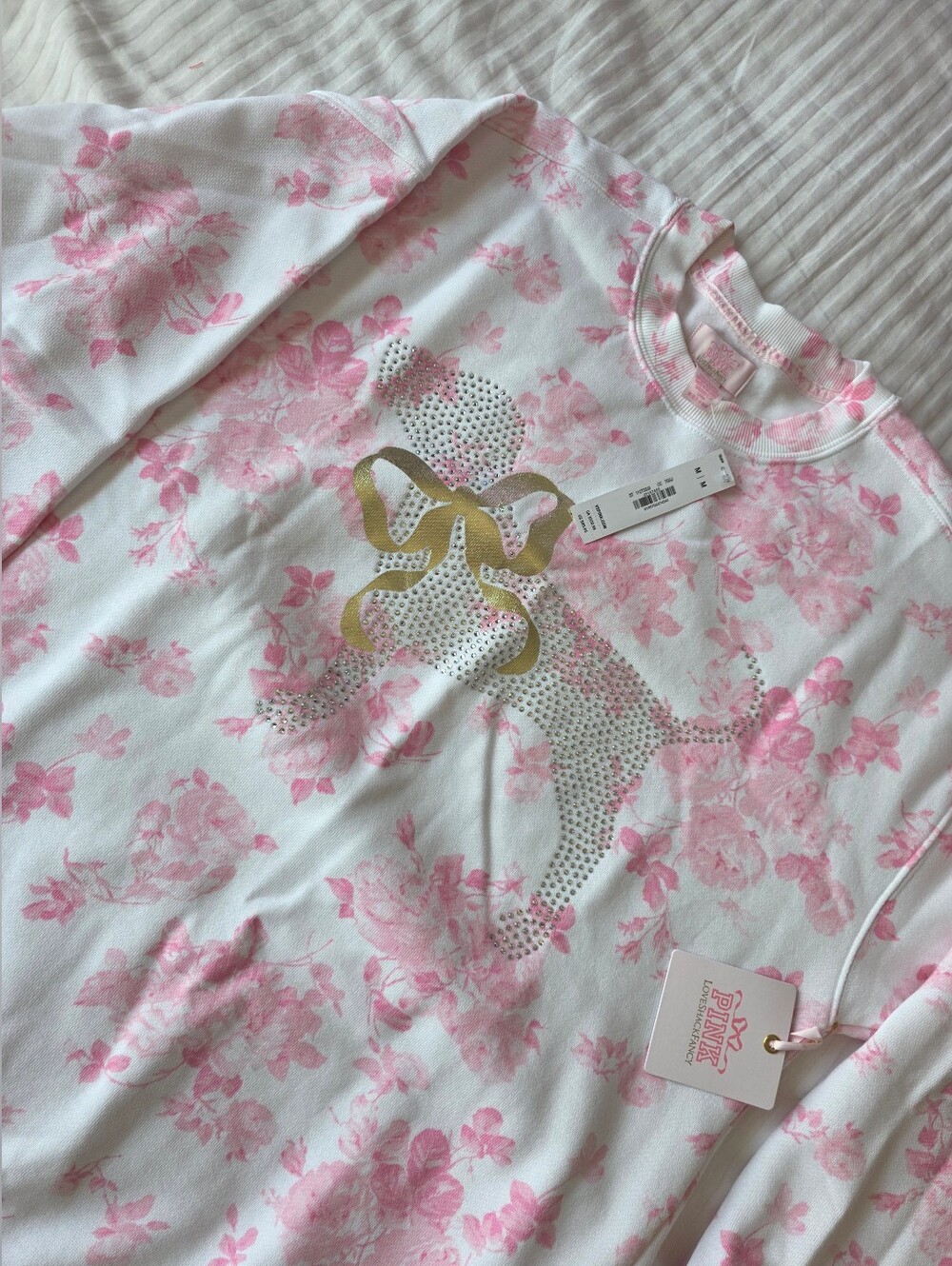 Pink × Love Shack Fancy Crew Sweatshirt Medium Size New With Tags Limited Editio - Picture 3 of 5